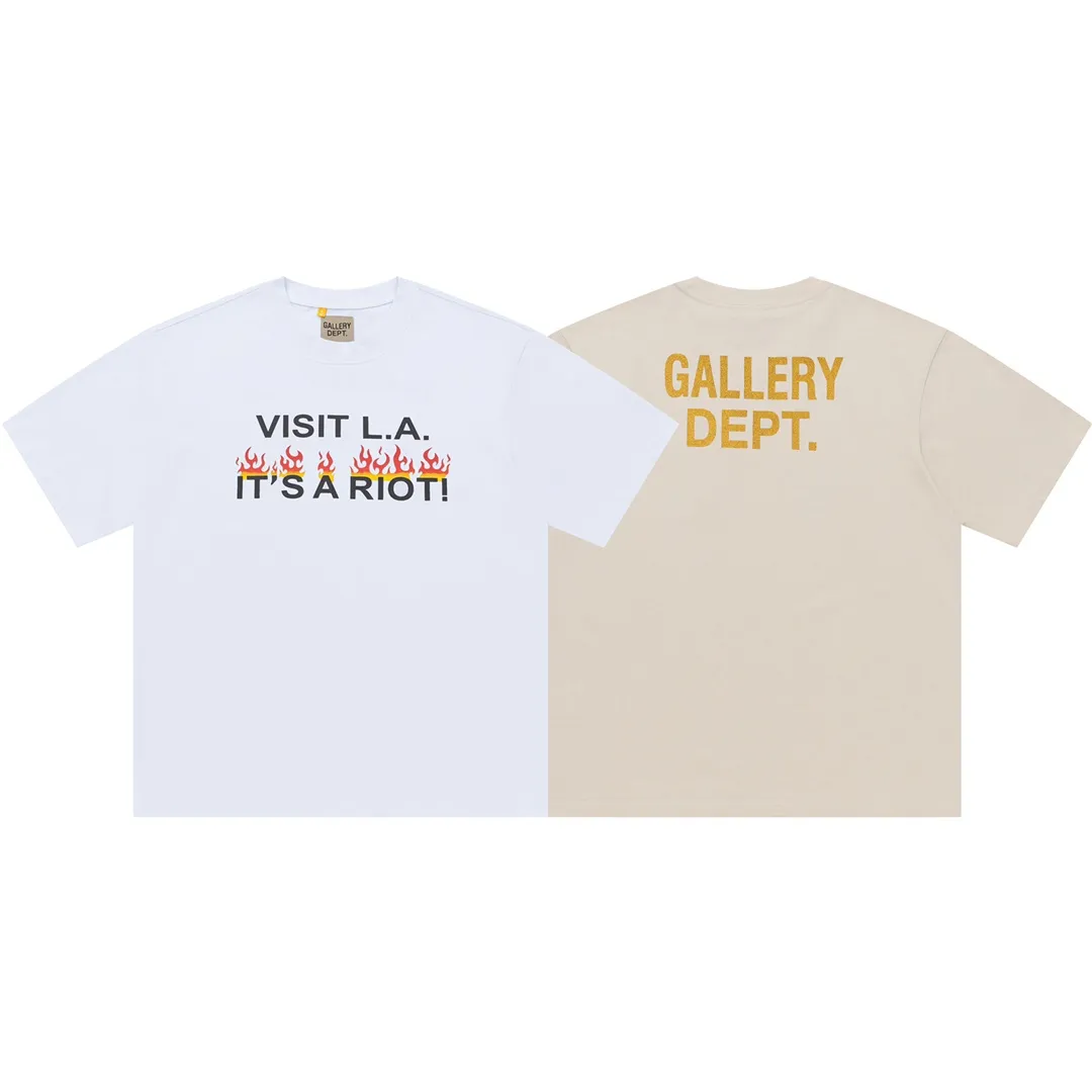 Model D139 Gallery dept American trendy brand offset printing ten gold powder printing, high street short-sleeved T-shirt, the printing is breathable, soft and non-sticky. After shrinking and shaping, it is soft, comfortable and breathable, does not pill, does not fade and does not change shape, S-XL, p106